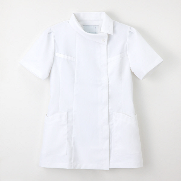 ナガイレーベン チュニック（ロールカラー） 医療白衣 半袖 ホワイト M FE-4522（取寄品）