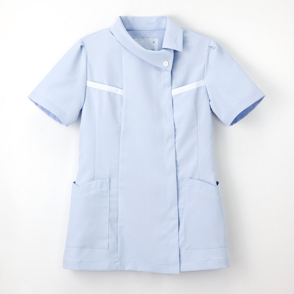ナガイレーベン チュニック（ロールカラー） 医療白衣 半袖 ブルー M FE-4522（取寄品）