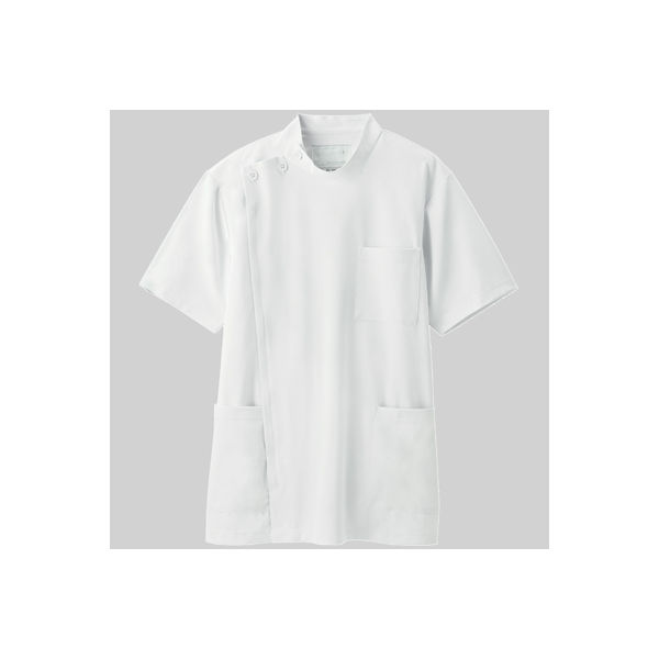 ナガイレーベン 男子横掛半袖（ケーシー 医務衣） ホワイト S HO-1967（取寄品）