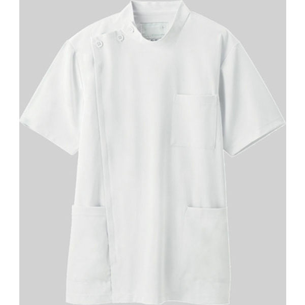 ナガイレーベン 男子横掛半袖（ケーシー 医務衣） ホワイト LL HO-1967（取寄品）