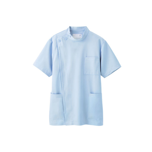 ナガイレーベン 男子横掛半袖（ケーシー 医務衣） ブルー L HO-1967（取寄品）