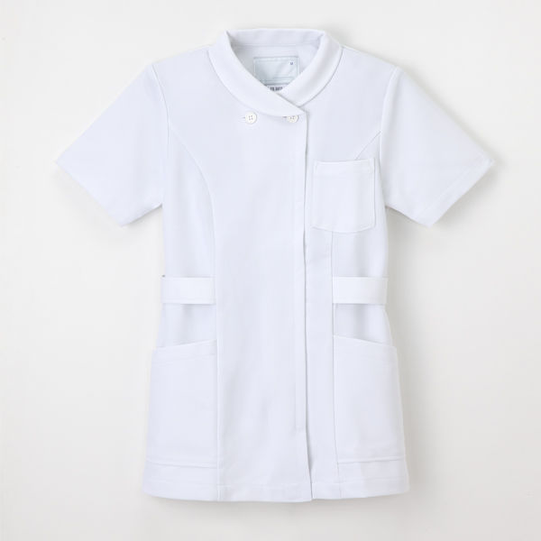 ナガイレーベン 女子チュニック ナースジャケット 医療白衣 半袖 ホワイト L TS-2077（取寄品）