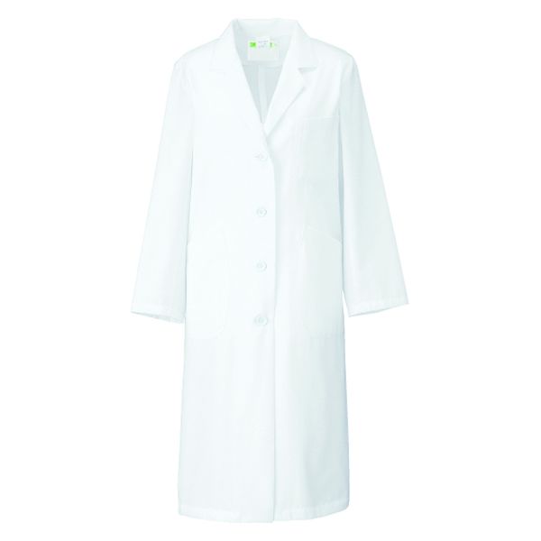 KAZEN レディス診察衣S型長袖（ドクターコート） 医療白衣 オフホワイト シングル LL 260-90（直送品）