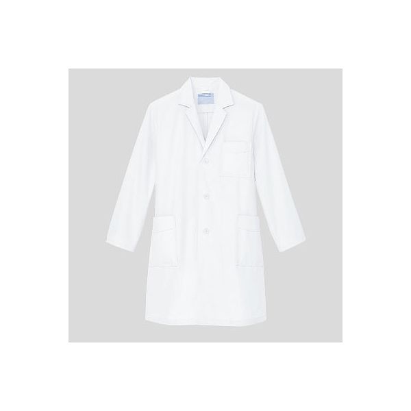 KAZEN メンズ診察衣（ハーフ丈） ドクターコート 医療白衣 薬局衣 長袖 オフホワイト シングル S 251-90（直送品）