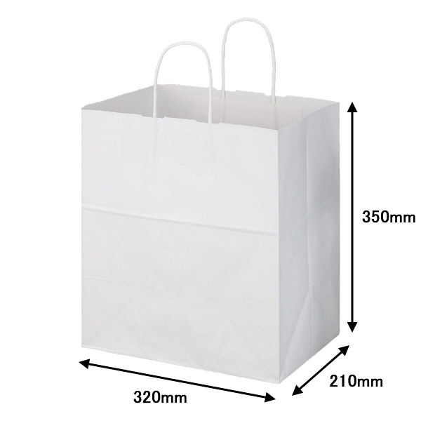丸紐 クラフト紙手提袋ベーシック 320×350×210 白 1箱（300枚：50枚×6袋） オリジナル