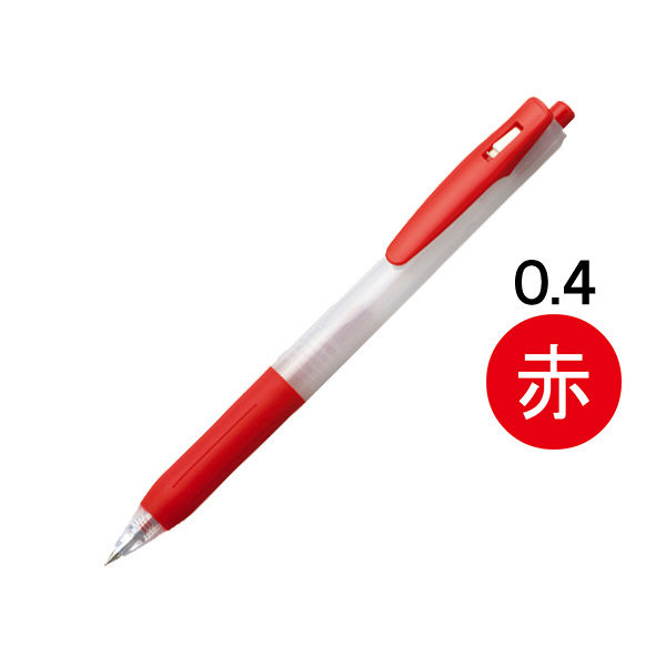 アスクル ノック式ゲルインクボールペン 0.4mm 赤 10本 AJJS15-R  オリジナル