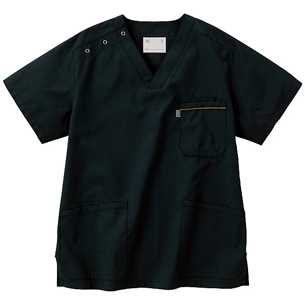 ミズノ ユナイト スクラブ（男女兼用） ブラック L MZ0018 医療白衣 1枚（取寄品）