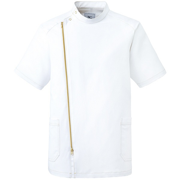 ミズノ ユナイト ジャケット（男性用） ホワイト×ゴールド S MZ0066 医療白衣 1枚（取寄品）