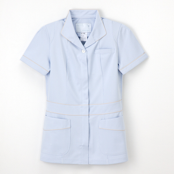 ナガイレーベン アツロウタヤマ上衣 ナースジャケット 医療白衣 女性用 半袖 ブルー EL ATL-1092（取寄品）