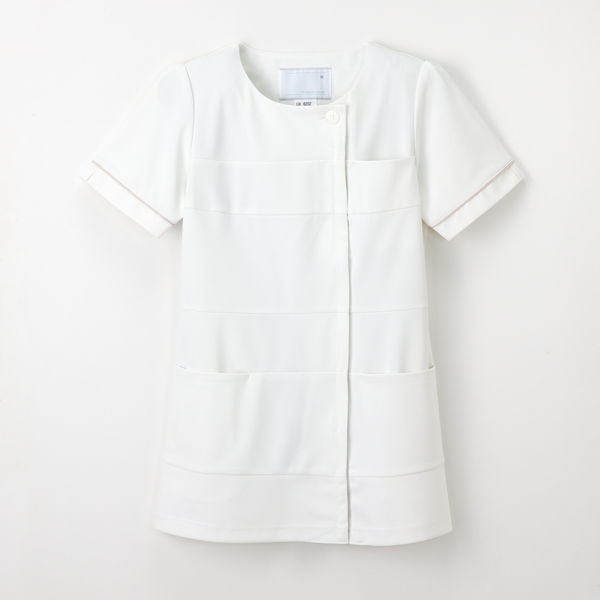 ナガイレーベン 女子上衣 ナースジャケット 医療白衣 半袖 オフホワイト S LH-6202（取寄品）