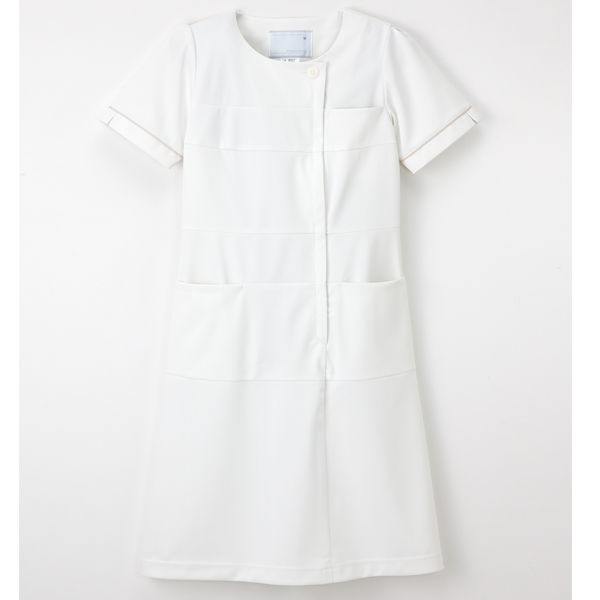 ナガイレーベン ワンピース ナースワンピース 医療白衣 半袖 オフホワイト M LH-6207（取寄品）