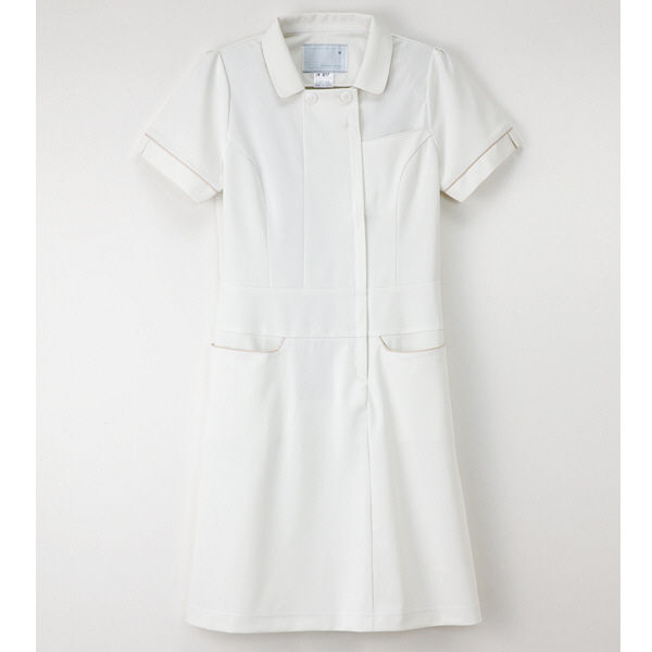 ナガイレーベン ワンピース ナースワンピース 医療白衣 半袖 オフホワイト L LH-6217（取寄品）