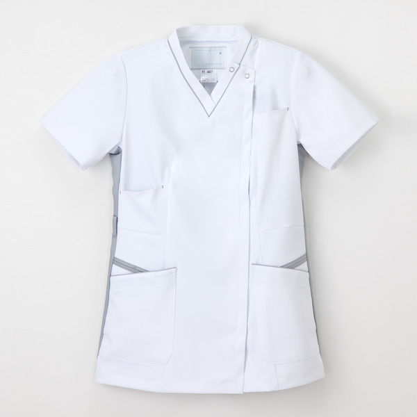 ナガイレーベン 女子上衣（スクラブ） 医療白衣 半袖 Tシルバーグレー S FT-4627（取寄品）