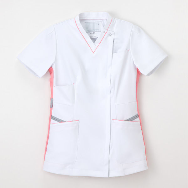 ナガイレーベン 女子上衣（スクラブ） 医療白衣 半袖 Tバーガンディ EL FT-4597（取寄品）