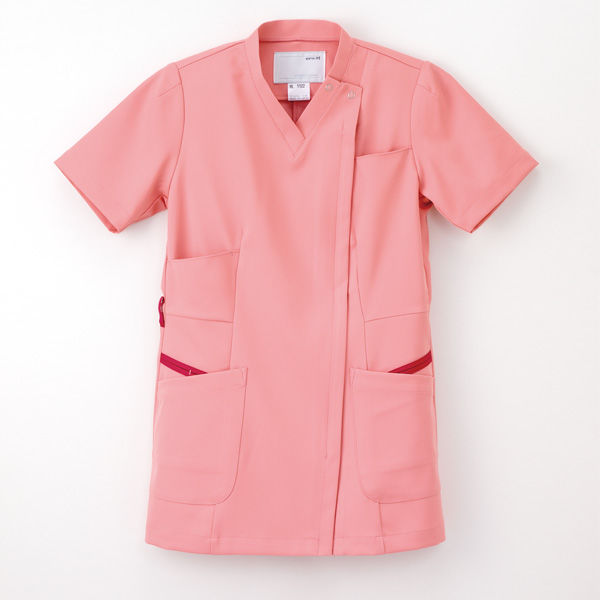 ナガイレーベン 女子スクラブ 医療白衣 半袖 コーラルピンク M ML-1122（取寄品）