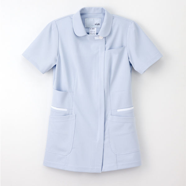 ナガイレーベン 女子上衣 ナースジャケット 医療白衣 半袖 ブルー S LX-4012（取寄品）