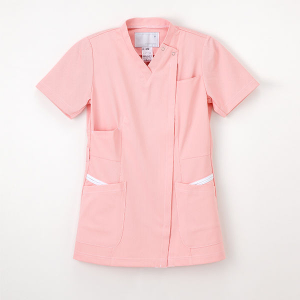 ナガイレーベン 女子上衣（スクラブ） 医療白衣 半袖 ピンク S LX-4052（取寄品）