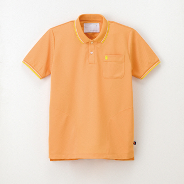 ナガイレーベン ニットシャツ男女兼用 介護ユニフォーム オレンジ L MFK-5807（取寄品）