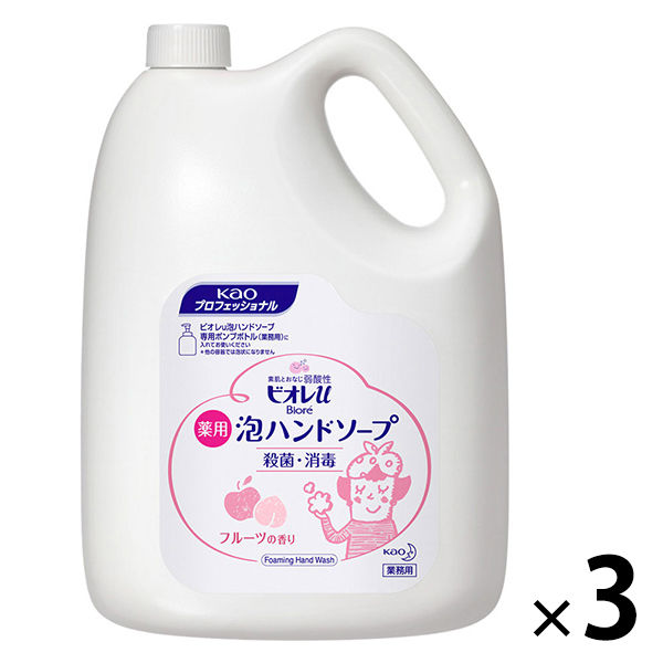 ビオレu　泡で出てくるハンドソープ　フルーツの香り　業務用4L　1箱（3個入）　502728　花王【泡タイプ】