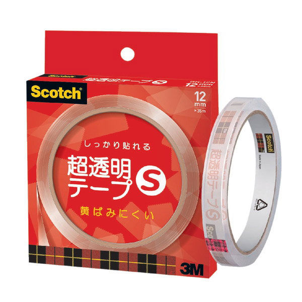 スコッチ 超透明テープS 大巻 3インチ 巻芯経76mm 詰替用 紙箱入 幅12mm×長さ35m 1個 スリーエム BH-12N（直送品）