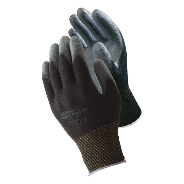 【ウレタン背抜き手袋】 ショーワグローブ パームフィット手袋 B0500 ブラック S 1セット（10双：1双入×10袋）