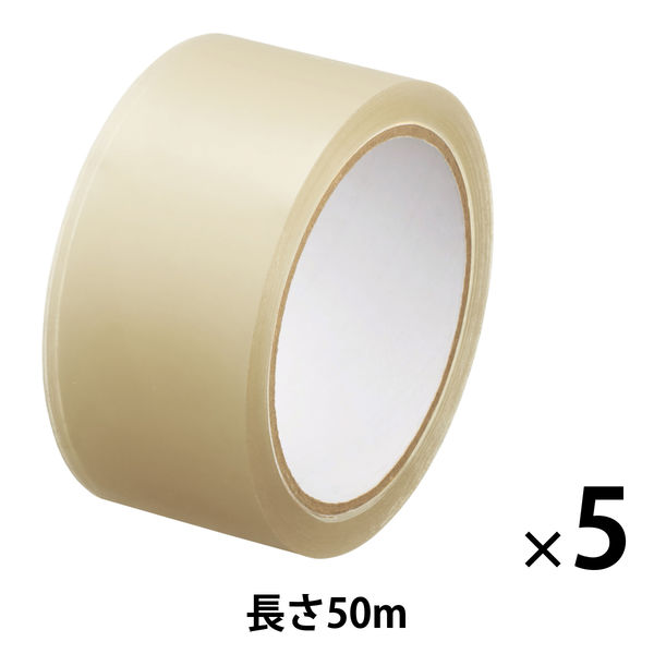 現場のチカラ 音の静かなOPPテープ 0.05mm厚 幅48mm×長さ50m 透明 アスクル  1パック（5巻入）  オリジナル