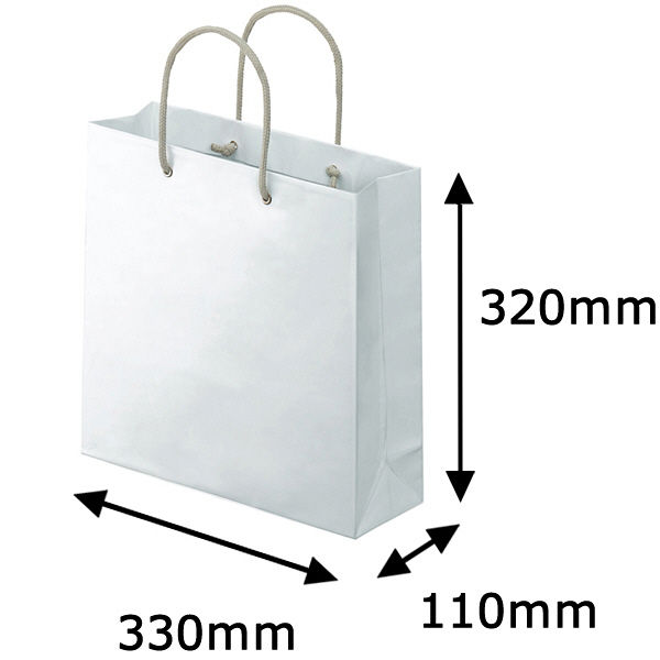 アスクル 樹脂カバー付き 手提げ紙袋 ホワイト S 1セット（30枚：10枚入×3袋） オリジナル