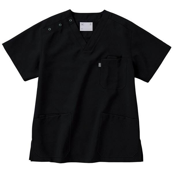 ミズノ ユナイト スクラブ（男女兼用） ブラック S MZ0021 医療白衣 1枚（取寄品）