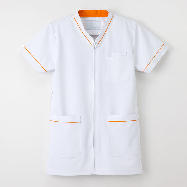 ナガイレーベン 男女兼用スクラブ 医療白衣 半袖 Tオレンジ M HOS-4977（取寄品）