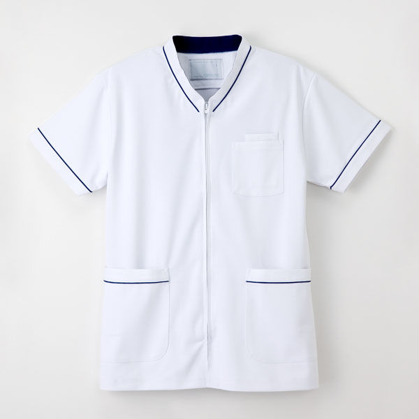 ナガイレーベン 男女兼用スクラブ 医療白衣 半袖 Tロイヤルブルー M HOS-4977（取寄品）