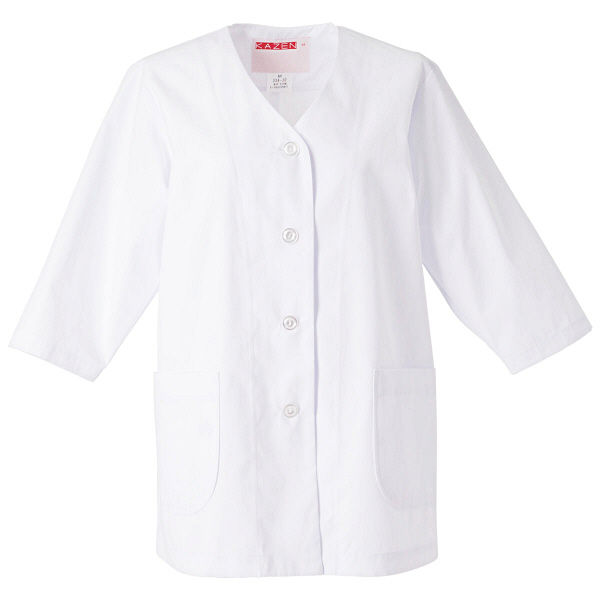 KAZEN（カゼン） レディス衿なし調理衣七分袖 ホワイト 3L 334-30 1着（直送品）