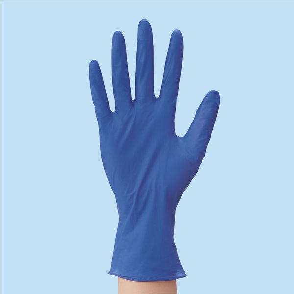 川西工業　「現場のチカラ」　使いきりニトリル手袋　極薄手　粉なし　S　ディープブルー　1箱（100枚入）