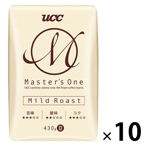 【コーヒー豆】UCC上島珈琲 マスターズワン マイルドロースト 豆 1ケース（430g×10袋入）  オリジナル