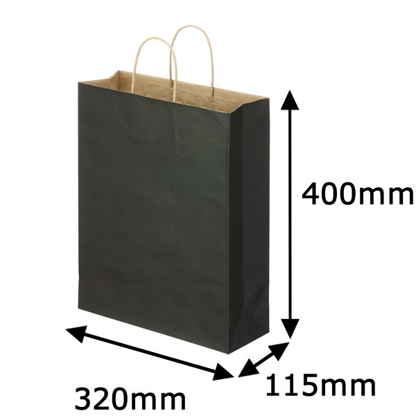 スーパーバッグ　丸紐カラー手提げ紙袋　ブラック　L　　1袋（50枚入）　　　 オリジナル