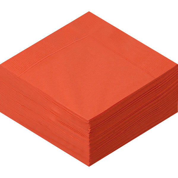 溝端紙工印刷 カラーナプキン 4つ折り 2PLY マンダリン 1セット（200枚：50枚入×4袋）  オリジナル