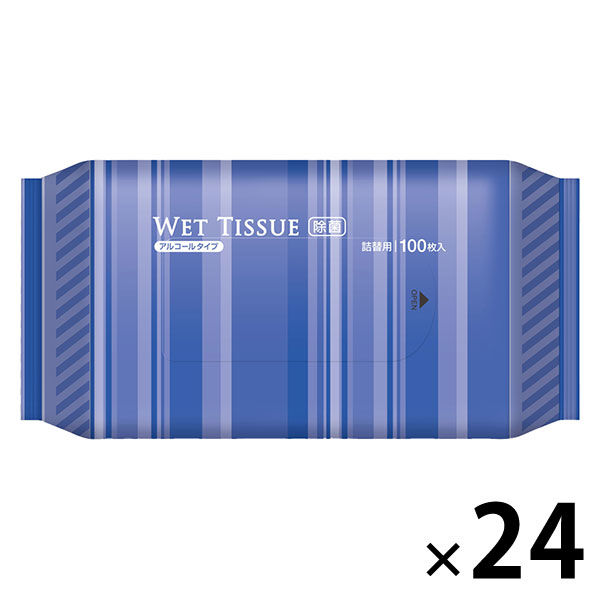 ウェットティッシュ　除菌シート　ボックス　アルコール除菌ウェット詰替　1箱（100枚×24個入）　伊藤忠リーテイルリンク