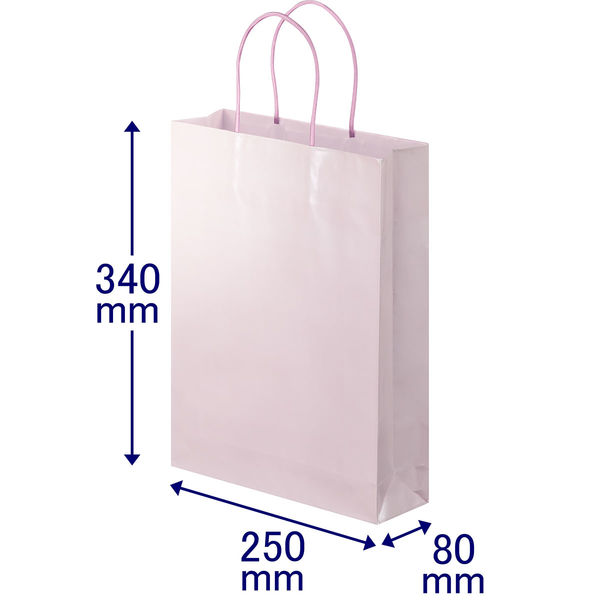 手提げ紙袋　丸紐　ブライトーンパールタイプ　パールローズ　L　1袋（10枚入）　スーパーバッグ  オリジナル