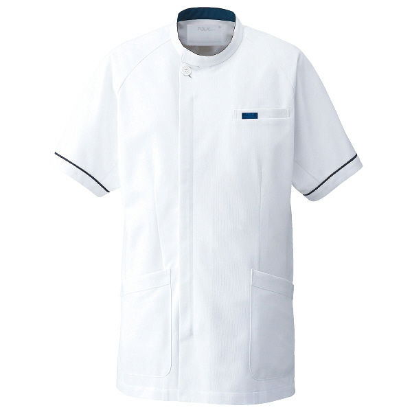 フォーク 男子上衣 1014CR ホワイト×ネイビー BL 医務衣 ケーシー メンズジャケット 医療白衣 1枚（直送品）