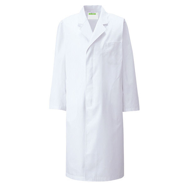 KAZEN メンズ診察衣S型長袖（ドクターコート） 医療白衣 ホワイト シングル L 110-70（直送品）