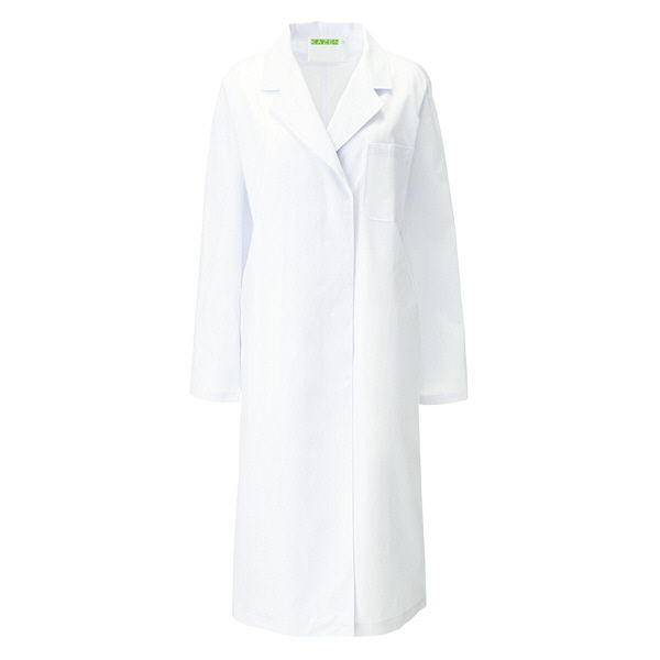 KAZEN レディス診察衣S型長袖（ドクターコート） 医療白衣 ホワイト シングル L 120-20（直送品）