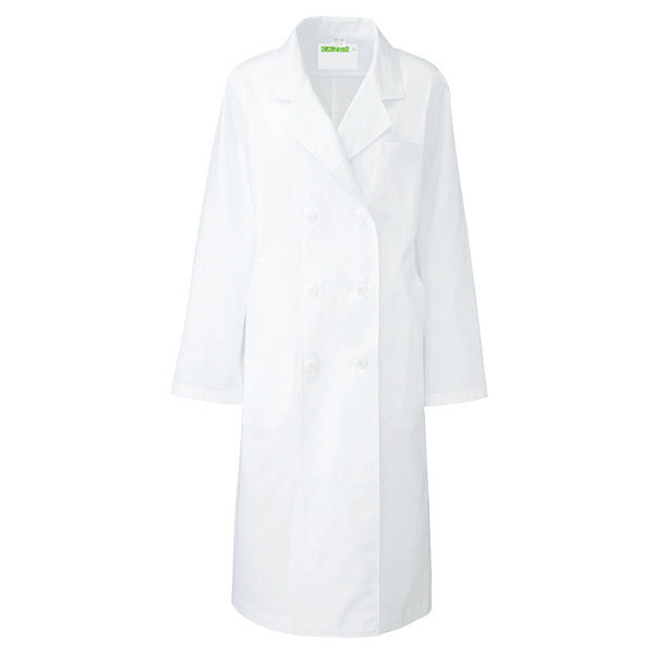 KAZEN レディス診察衣W型長袖（ドクターコート） 医療白衣 ホワイト ダブル L 125-20（直送品）