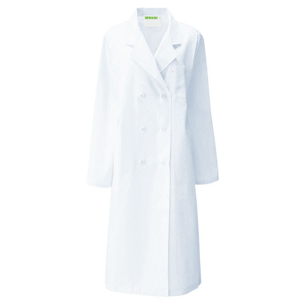 KAZEN レディス診察衣W型長袖（ドクターコート） 医療白衣 ホワイト ダブル L 125-30（直送品）