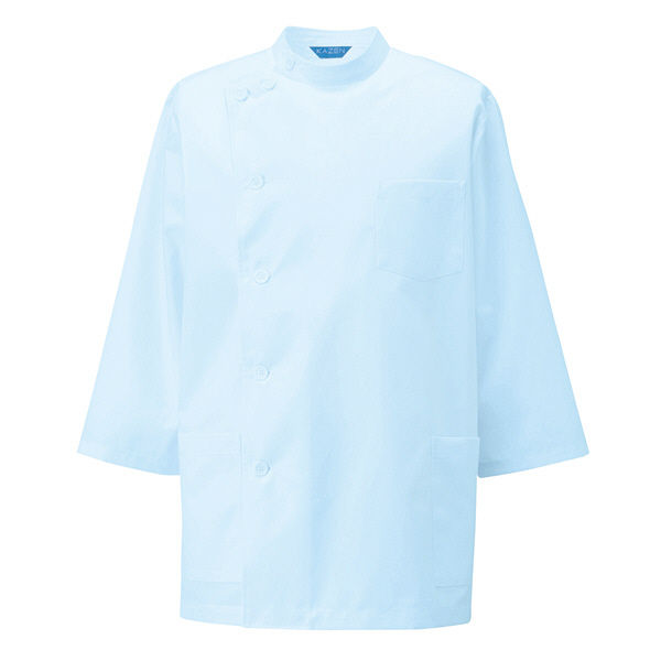 KAZEN メンズ医務衣七分袖 （メンズケーシー） 医療白衣 サックスブルー（水色） LL 130-71（直送品）
