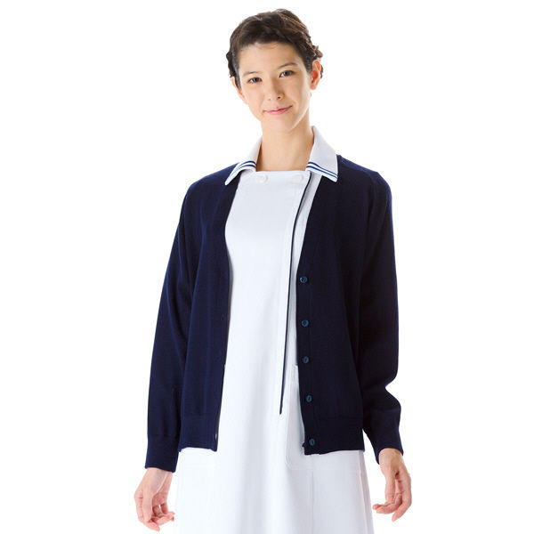 KAZEN カーディガン 女性用 長袖 ネイビー 3L 219-91（直送品）