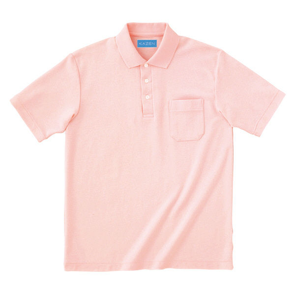 KAZEN ポロシャツ半袖 介護ユニフォーム 男女兼用 ピンク 4L 232-23（直送品）
