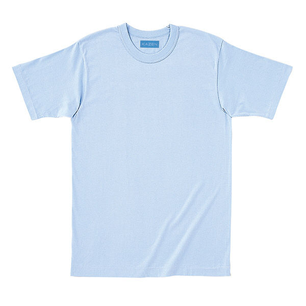 KAZEN Tシャツ 男女兼用 半袖 サックスブルー（水色） L 233-02（直送品）