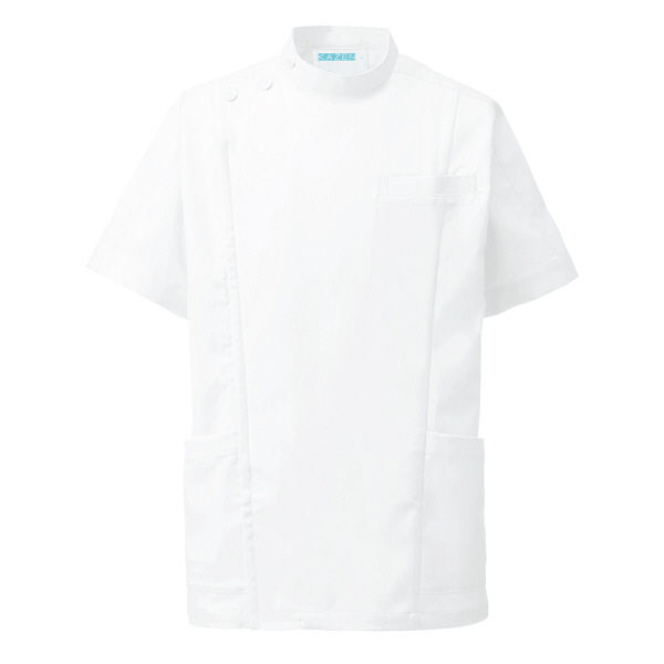 KAZEN メンズジャケット半袖（医務衣 メンズケーシー） 医療白衣 ホワイト 5L 253-20（直送品）