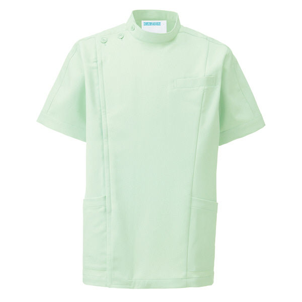 KAZEN メンズジャケット半袖（医務衣 メンズケーシー） 医療白衣 ミントグリーン M 253-22（直送品）