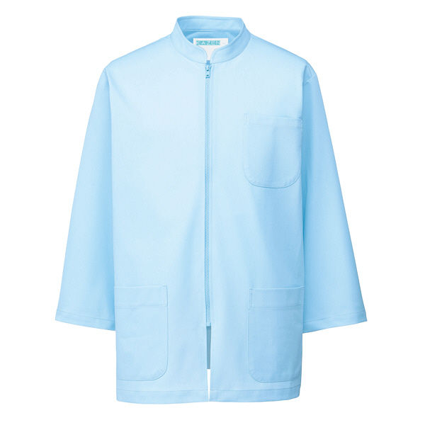 KAZEN メンズ医務衣七分袖 （メンズケーシー） 医療白衣 サックスブルー（水色） 5L 254-11（直送品）