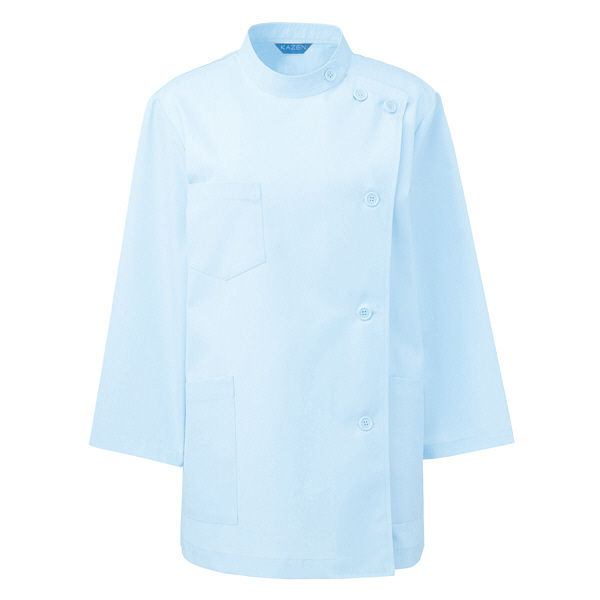 KAZEN レディス医務衣七分袖 （ナースジャケット） 医療白衣 サックスブルー（水色） L 361-71（直送品）